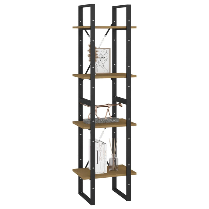 Libreria a 4 Ripiani Marrone 40x30x140 cm in Massello di Pino