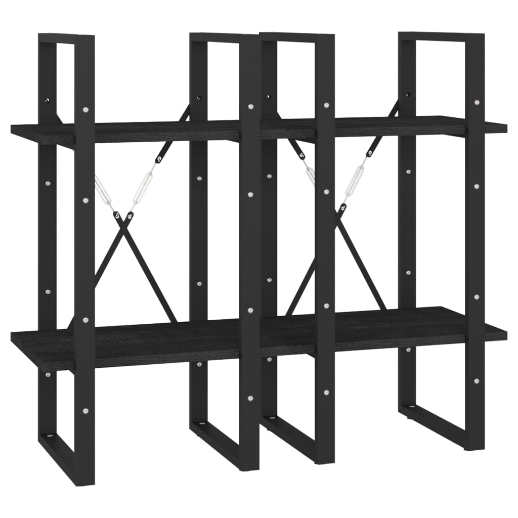 Libreria a 4 Ripiani Nera 40x30x140 cm in Massello di Pino cod mxl 6893