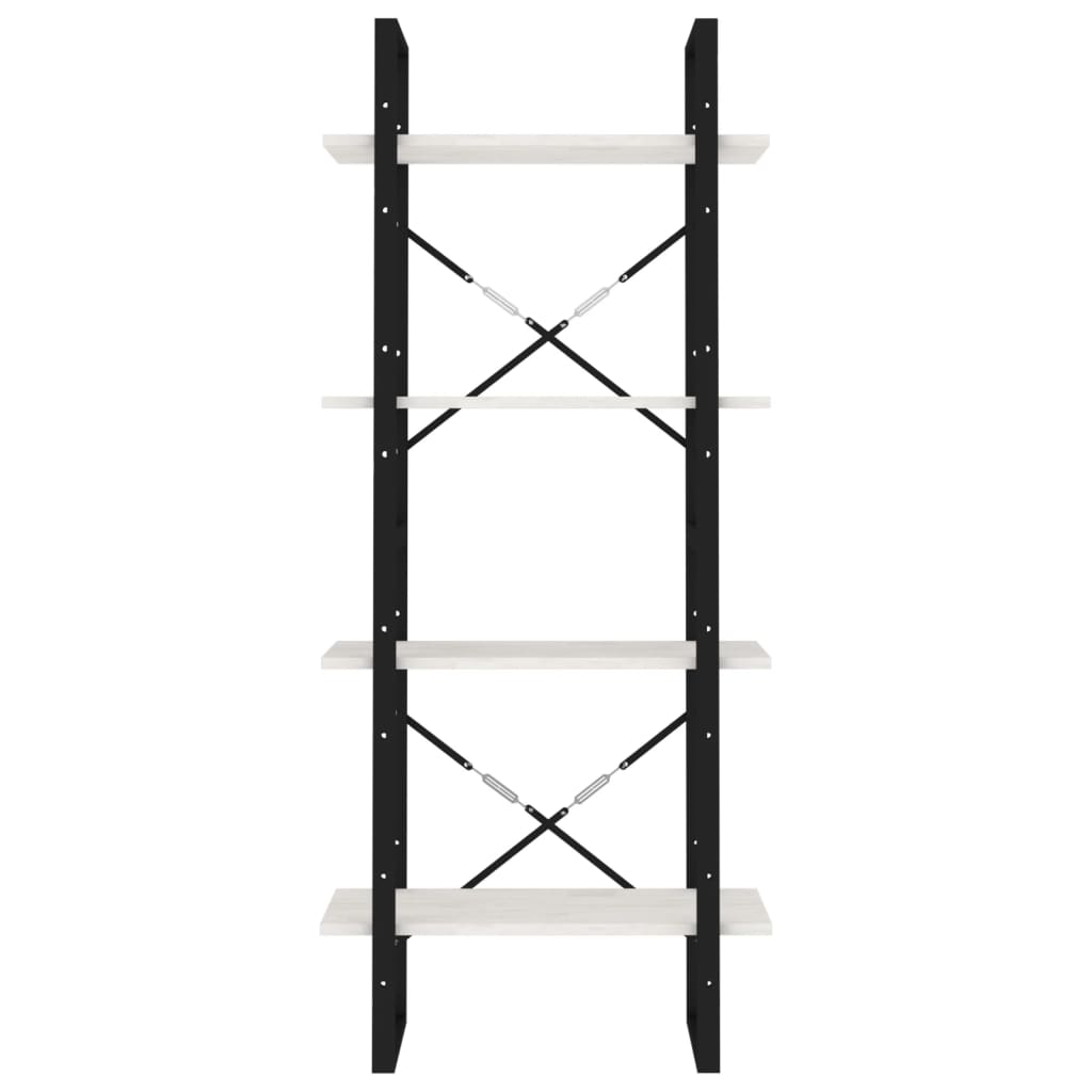 Libreria a 4 Ripiani Bianca 60x30x140 cm in Massello di Pino