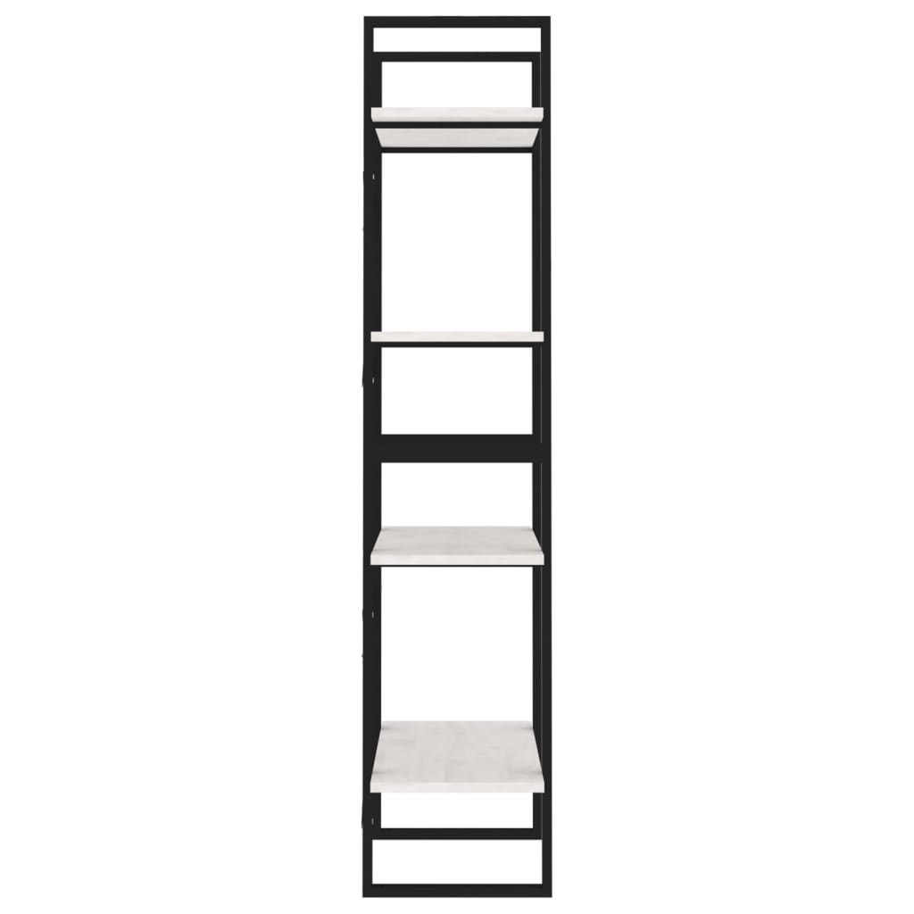 Libreria a 4 Ripiani-Scaffale per Libri-Mobile di Stoccaggio Bianca 60x30x140 cm in Massello di Pino