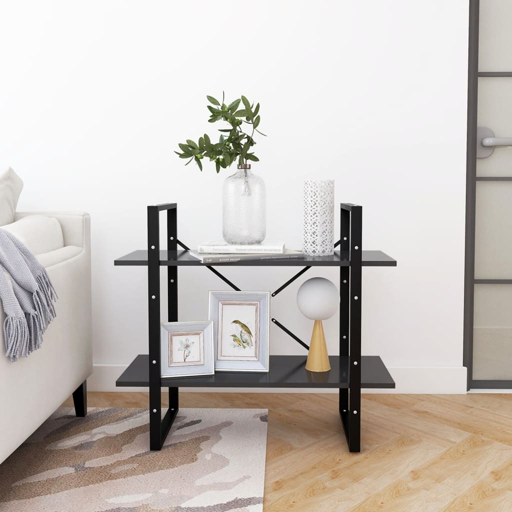 Libreria a 2 Ripiani Grigia 80x30x70 cm in Legno Multistrato 806449