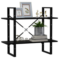 Libreria a 2 Ripiani Nera 80x30x70 cm in Massello di Pino 806456