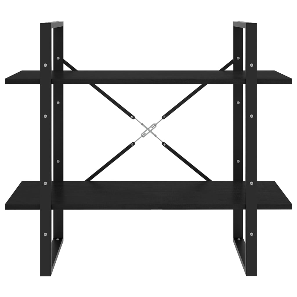 Libreria a 2 Ripiani Nera 80x30x70 cm in Massello di Pino 806456