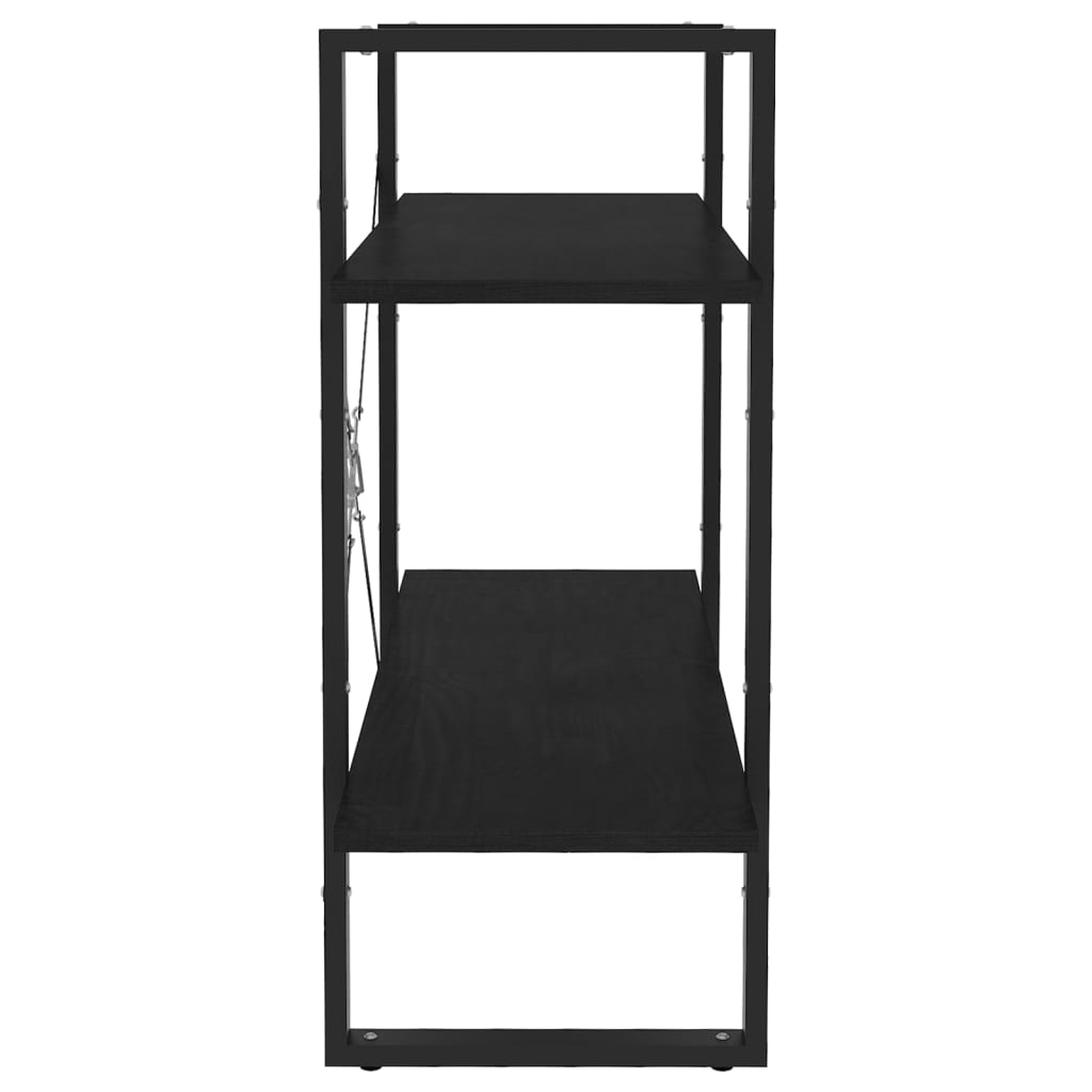 Libreria a 2 Ripiani Nera 80x30x70 cm in Massello di Pino 806456