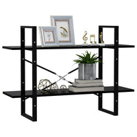 Libreria a 2 Ripiani Nera 100x30x70 cm in Truciolato