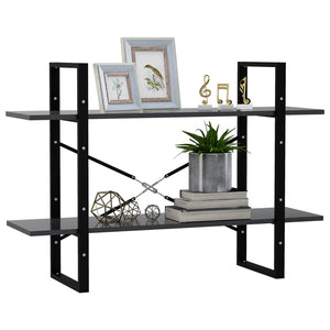 Libreria a 2 Ripiani Grigia 100x30x70 cm in Legno Multistrato 806469