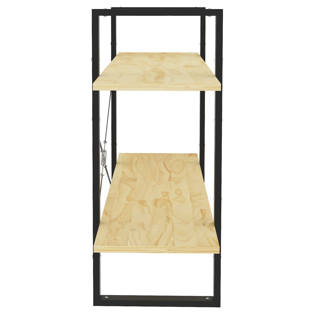 Libreria a 2 Ripiani 100x30x70 cm in Legno Massello di Pino 806472