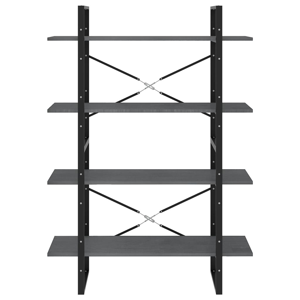 Libreria a 4 Ripiani Grigia 100x30x140 cm in Massello di Pino 806484