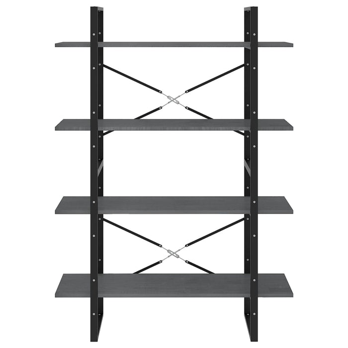 Libreria a 4 Ripiani Grigia 100x30x140 cm in Massello di Pino 806484