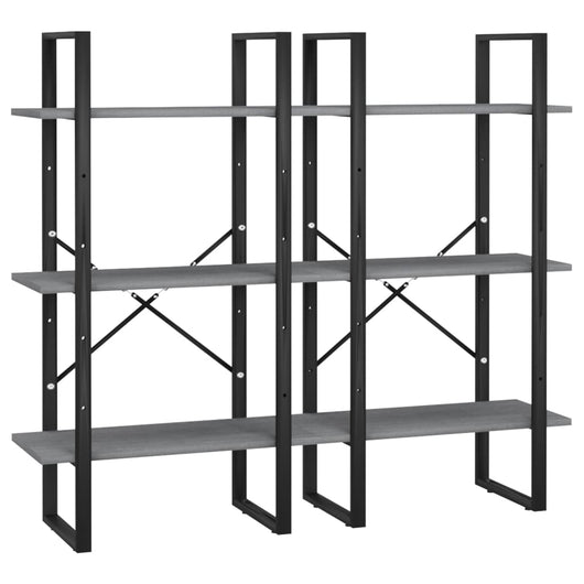 Set di 2 ripiani portaoggetti 60 x 30 x 210 cm in legno di pino massiccio grigio 02_0000664