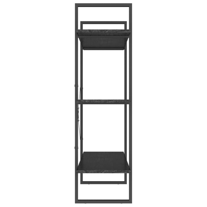 Libreria a 3 Ripiani Nera 100x30x105 cm in Massello di Pino