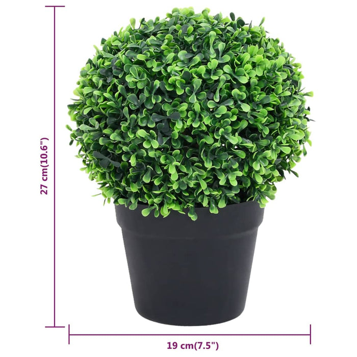 Piante di Bosso Artificiale 2 pz a Sfera con Vaso Verde 27 cm 336520