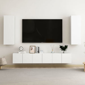 Set Mobili Porta TV 5 pz Bianco in Legno Multistrato 3074454