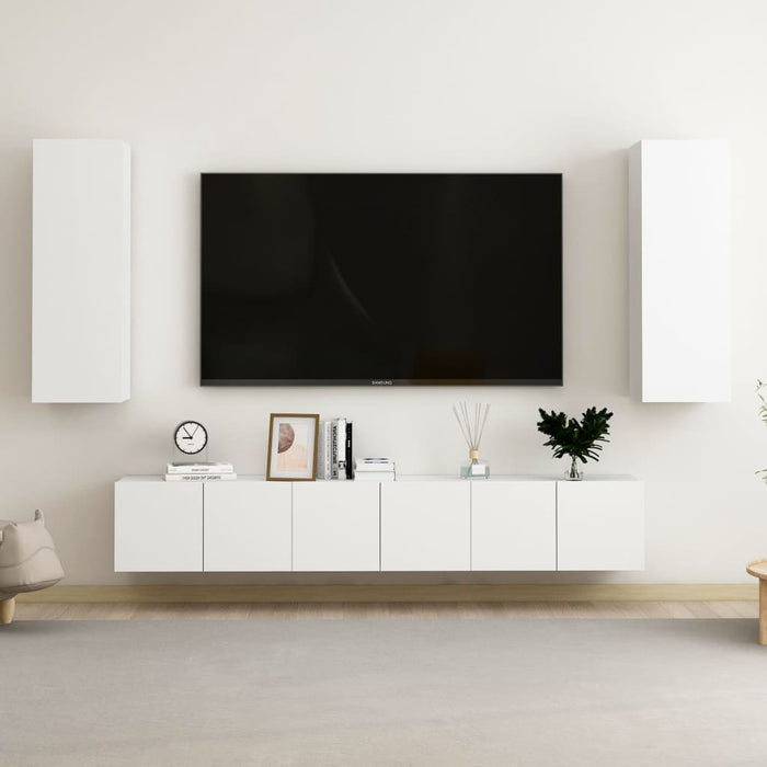 Set Mobili Porta TV 5 pz Bianco in Legno Multistrato 3074454