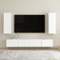 Set Mobili Porta TV 4 pz Bianco in Legno Multistrato 3074455