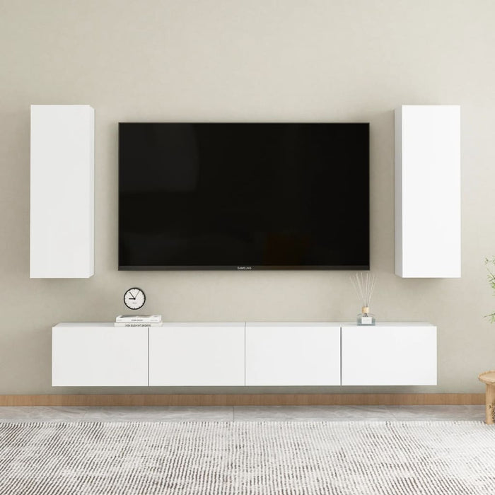 Set Mobili Porta TV 4 pz Bianco in Legno Multistrato 3074455