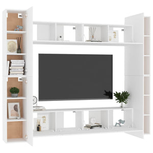 Set Mobili Porta TV 8 pz Bianco in Legno Multistrato 3078650