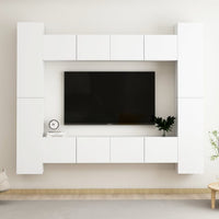 Set Mobili Porta TV 8 pz Bianco in Legno Multistrato 3078650
