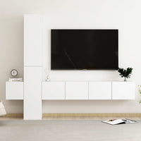 Set di Mobili Porta TV 5 pz Bianco in Legno Multistrato 3078655