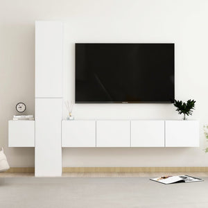 Set di Mobili Porta TV 5 pz Bianco in Legno Multistrato 3078655