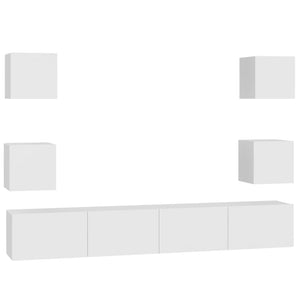 Set Mobili Porta TV 6 pz-Set di 6 Credenza per TV Bianco in Legno Multistrato 153172