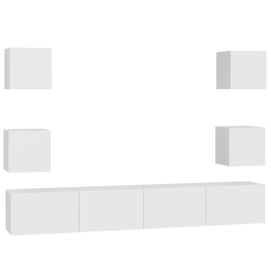 Set Mobili Porta TV 6 pz-Set di 6 Credenza per TV Bianco in Legno Multistrato 153172