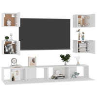 Set Mobili Porta TV 6 pz-Set di 6 Credenza per TV Bianco in Legno Multistrato 153172