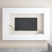Set Mobili Porta TV 8 pz Bianco in Legno Multistrato 3078670