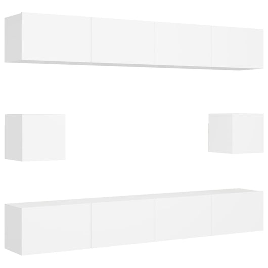 Set Mobili Porta TV 6 pz Bianco in Legno Multistrato 3078684