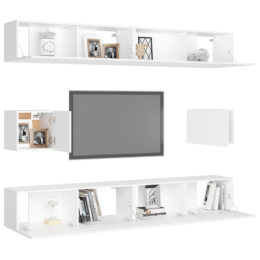 Set Mobili Porta TV 6 pz Bianco in Legno Multistrato 3078684