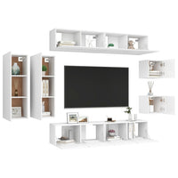 Set Mobili Porta TV 8 pz Bianco in Legno Multistrato 3078705