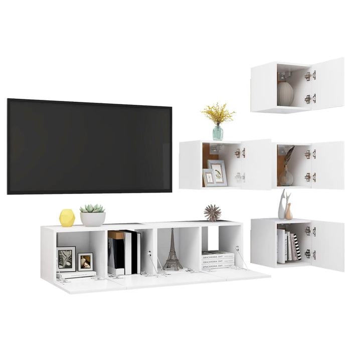 Set Mobili Porta TV 6 pz Bianco in Legno Multistrato 3078720