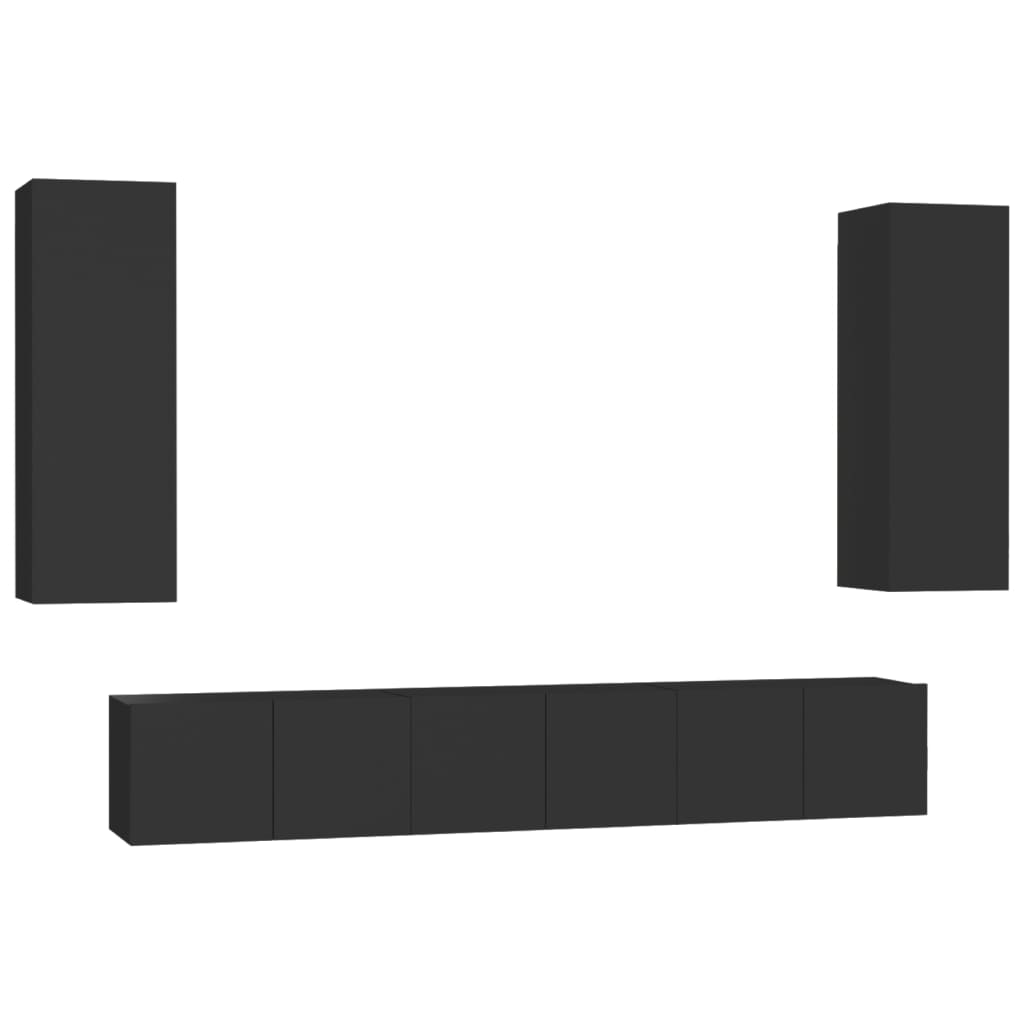 Set di Mobili Porta TV 5 pz Nero in Legno Multistrato 3078748