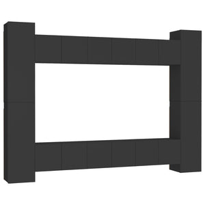 Set di Mobili Porta TV 10 pz Nero in Legno Multistrato 3078757