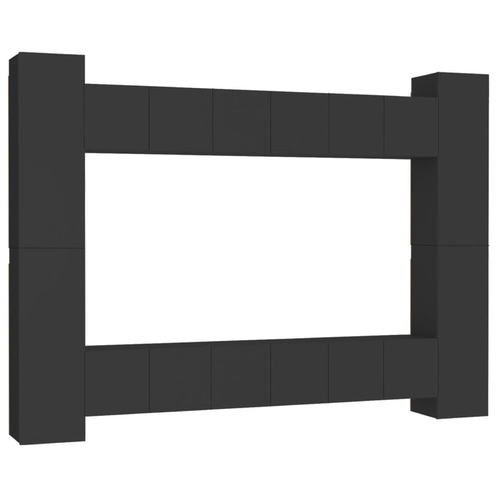 Set di Mobili Porta TV 10 pz Nero in Legno Multistrato 3078757