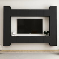 Set di Mobili Porta TV 10 pz Nero in Legno Multistrato 3078757