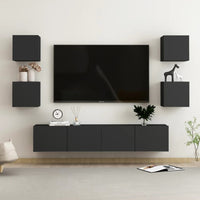 Set di Mobili Porta TV 6 pz-Set di 6 Credenza per TV Nero in Legno Multistrato 916425