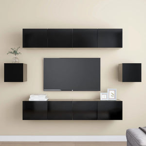 Set di Mobili Porta TV 6 pz-Set di 6 Credenza per TV Nero in Legno Multistrato 389698