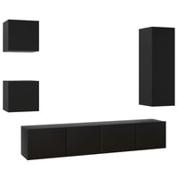 Set di Mobili Porta TV 5 pz Nero in Legno Multistrato 3078801