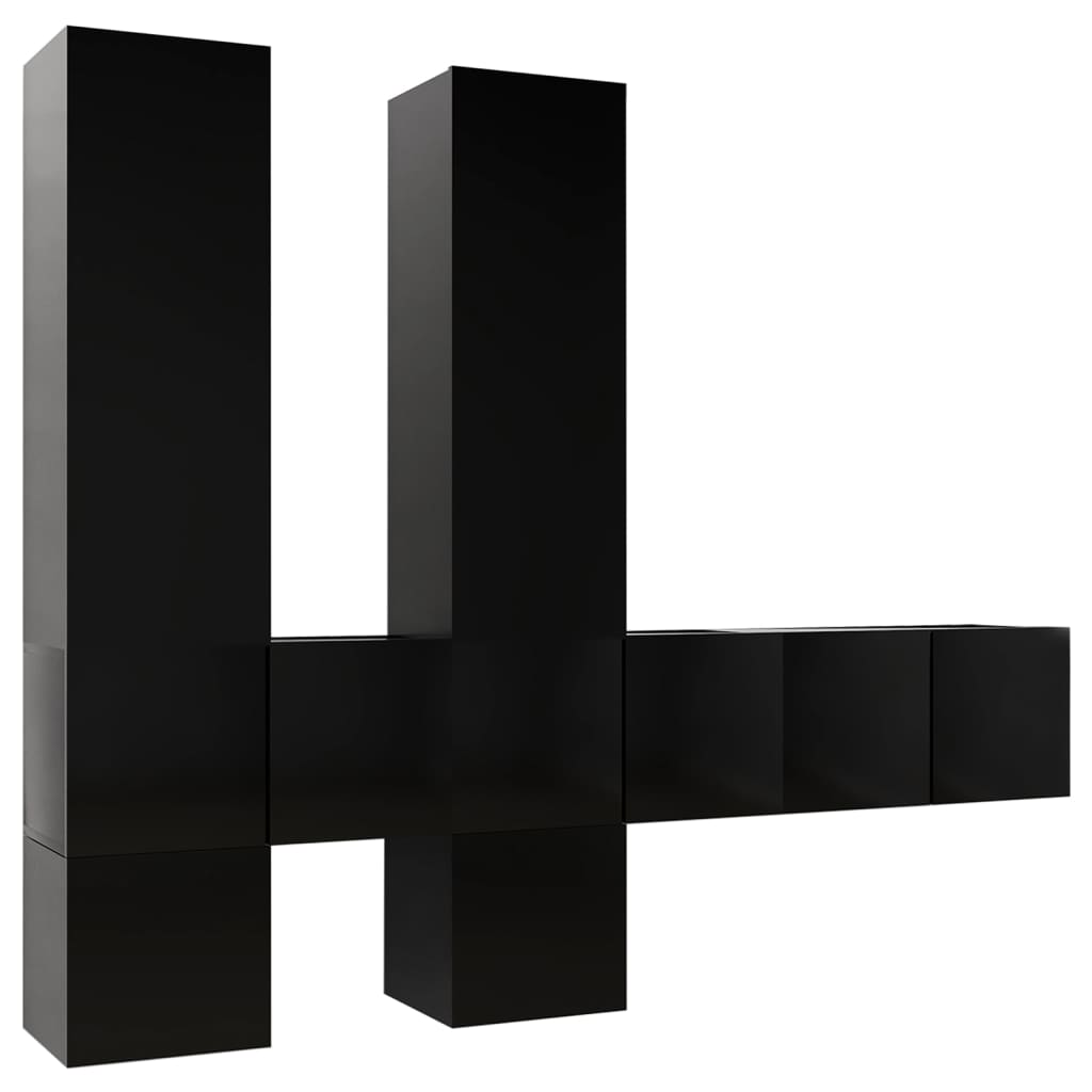 Set di Mobili Porta TV 7 pz Nero in Legno Multistrato 3078823