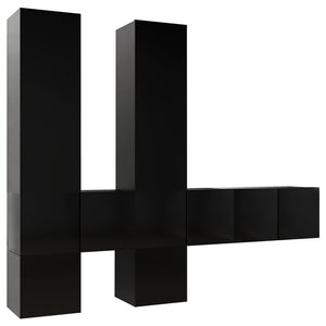 Set di Mobili Porta TV 7 pz Nero in Legno Multistrato 3078823