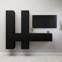 Set di Mobili Porta TV 7 pz Nero in Legno Multistrato 3078823