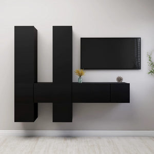 Set di Mobili Porta TV 7 pz Nero in Legno Multistrato 3078823