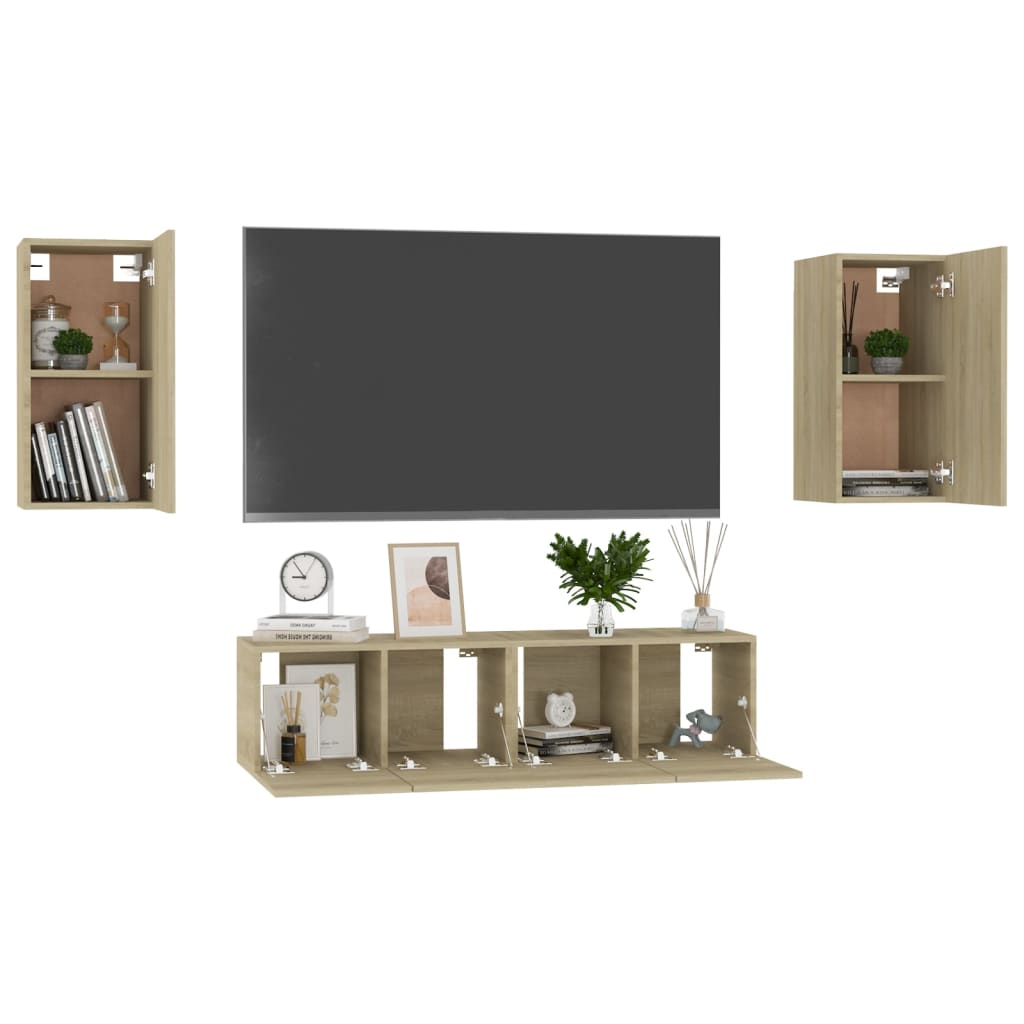 Set Mobili TV 4 pz Rovere Sonoma in Truciolato cod mxl 71358