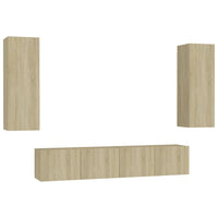 Set di Mobili TV 4 pz-Set di 4 Credenza per TV Rovere Sonoma in Legno Multistrato 535396