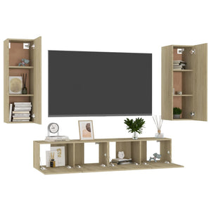 Set di Mobili TV 4 pz-Set di 4 Credenza per TV Rovere Sonoma in Legno Multistrato 535396
