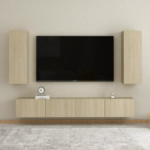 Set di Mobili TV 4 pz-Set di 4 Credenza per TV Rovere Sonoma in Legno Multistrato 535396