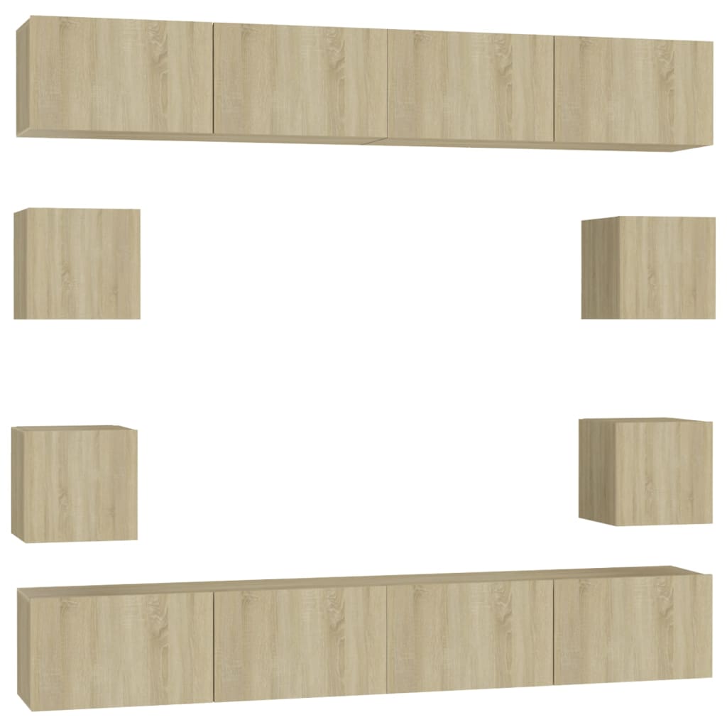 Set di Mobili Porta TV 8 pz Rovere Sonoma in Legno Multistrato 3078964