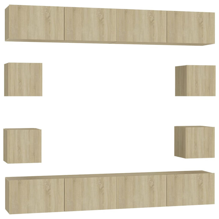 Set di Mobili Porta TV 8 pz Rovere Sonoma in Legno Multistrato 3078964