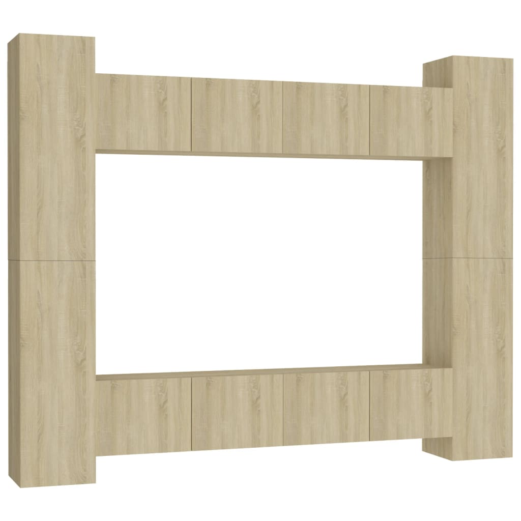 Set di Mobili Porta TV 8 pz Rovere Sonoma in Legno Multistrato 3078965